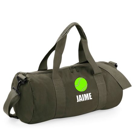 Bolsa-personalizada-barril-verde-militar-pelota-tenis-nombre