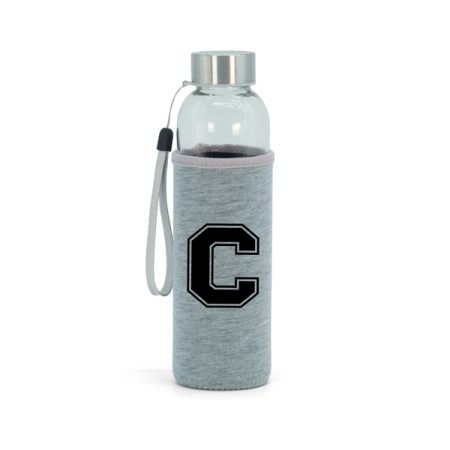 Botella-personalizada-neopreno-cristal-gris-inicial-grande