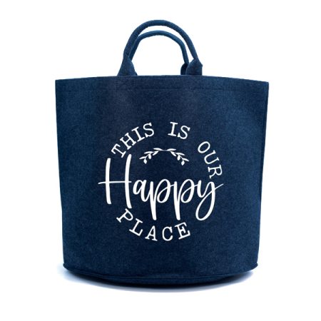 Cesto-fieltro-personalizado-gris-oscuro-happy-place