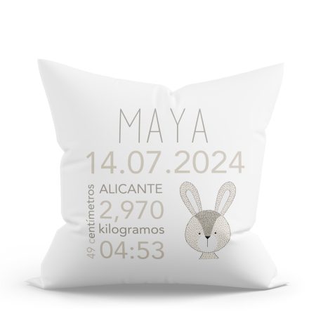 Cojin-personalizado-natalicio-Conejito-rayitas-beige