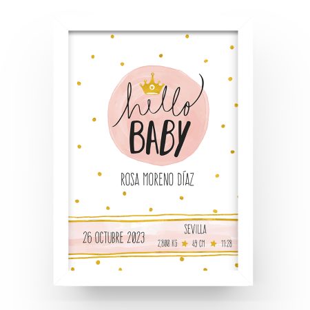 Cuadro-personalizado-natalicio-Hello-baby-rosa