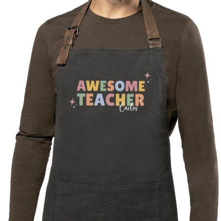 Delantal-Vintage-personalizado-gris-oscuro-awesome-teacher