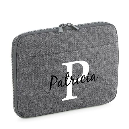 Funda-organizador-personalizado-tablet-Boston-gris-inicial-nombre-encima