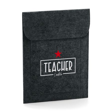 Funda-tablet-personalizada-fieltro-gris-oscuro-teacher-estrella