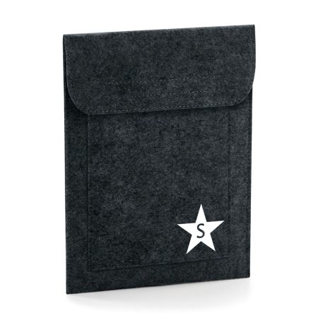 Funda-tablet-personalizada-fieltro-gris-oscuro-inicial-estrella-abajo-derecha