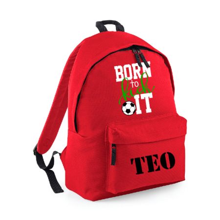 MOCHILA-ESCOLAR-PERSONALIZADA-BORN-TO-KICK-IT-ROJA