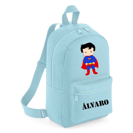 MOCHILA-MINI-PERSONALIZADA-AZUL-CLARO-SUPERMAN