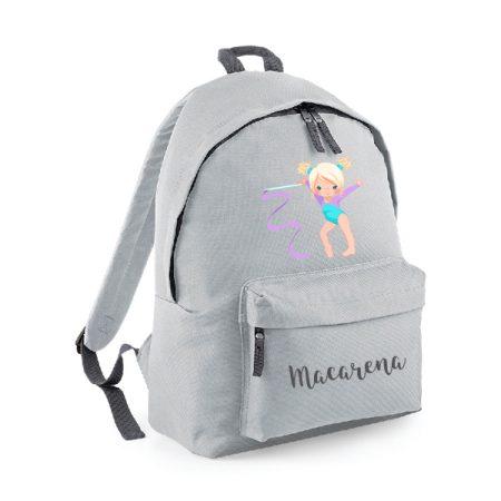 MOCHILA-PERSONALIZADA-GIMNASIA-RITMICA-CINTA-RUBIA-GRIS-CLARO