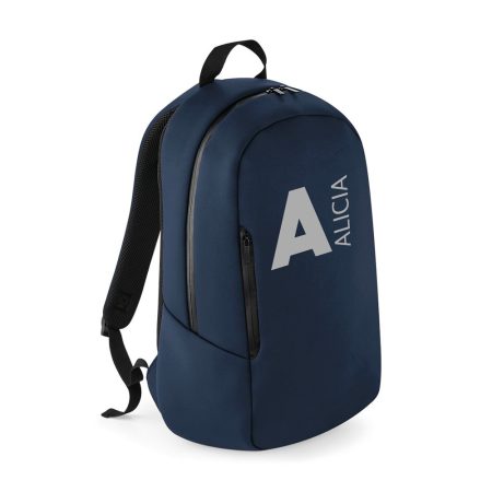 MOCHILA-PERSONALIZADA-NEOPRENO-CHICAGO-AZUL-INICIAL-NOMBRE-AL-LADO