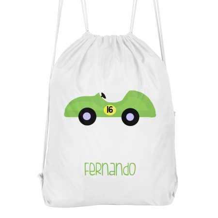 Mochila-cuerdas-personalizada-coche-carreras-verde