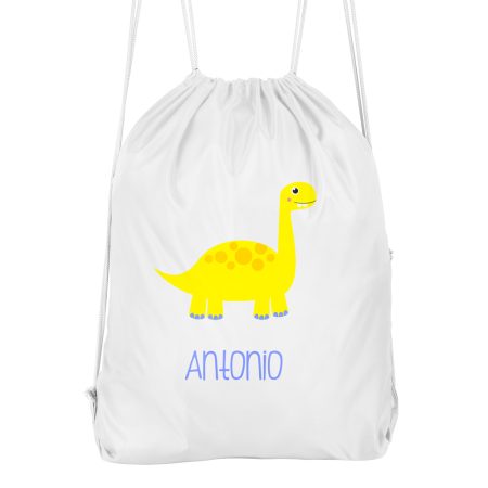 Mochila-cuerdas-personalizada-dinosaurio-amarillo-nombre-azul