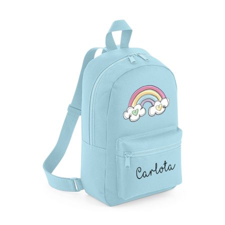 Mochila-mini-personalizada-azul-claro-arcoiris-corazon