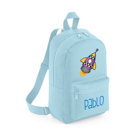 Mochila-mini-personalizada-azul-claro-cohete