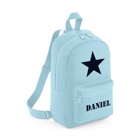 Mochila-mini-personalizada-azul-claro-estrella-azul-marino