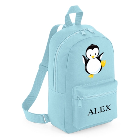 Mochila-mini-personalizada-azul-claro-pinguino