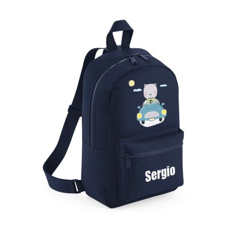 Mochila-mini-personalizada-azul-marino-osito-coche