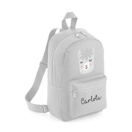 Mochila-mini-personalizada-gris-claro-llama