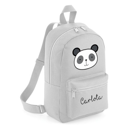 Mochila-mini-personalizada-gris-claro-oso-panda