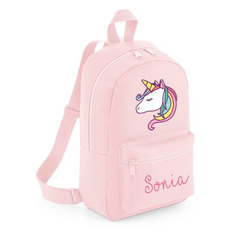 Mochila-mini-personalizada-rosa-claro-unicornio