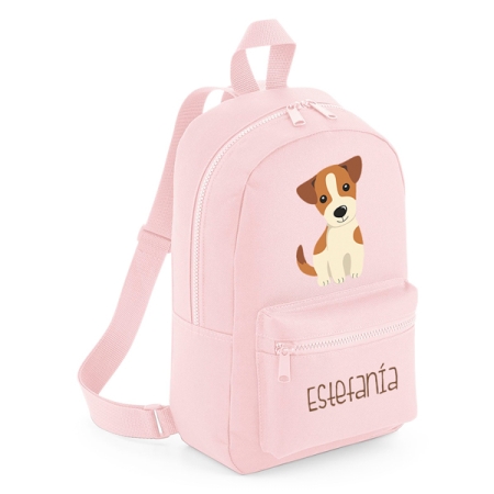 Mochila-mini-personalizada-rosa-perro-parches