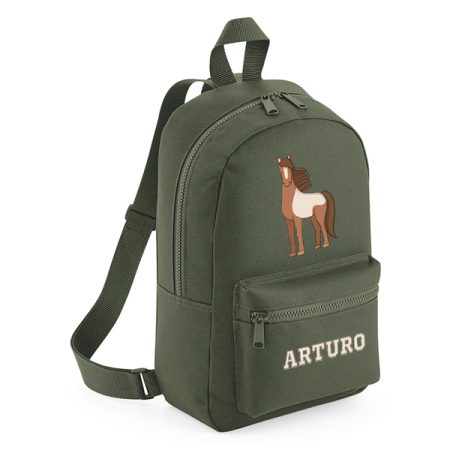 Mochila-mini-personalizada-verde-caballo-marron