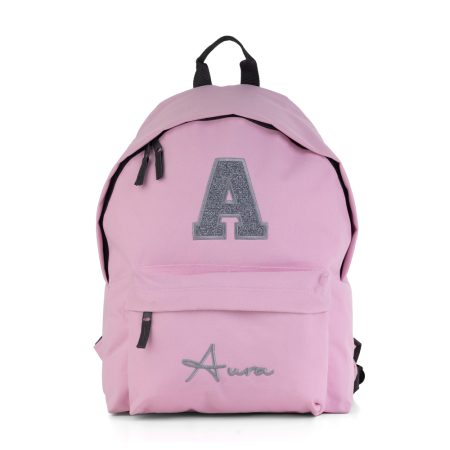 Mochila-personalizada-Clasica-Rosa-claro-college-purpurina-plata-oscuro