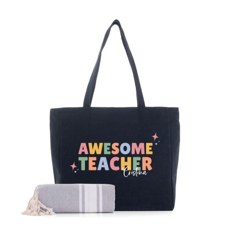 Pack-personalizado-Miami-toalla-negro-awesome-teacher