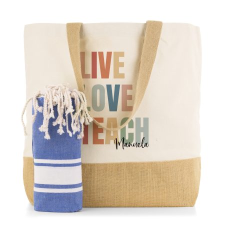 Pack-personalizado-Santorini-toalla-Live-love-teach