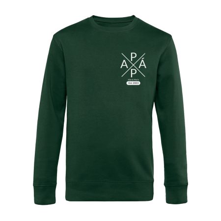 Sudadera-personalizada-verde-botella-papa-cruz